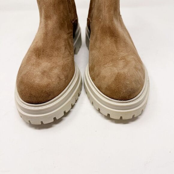 Geox Suede Brown Waterproof Lug Sole Chelsea Boots Size 40 - Picture 4 of 8